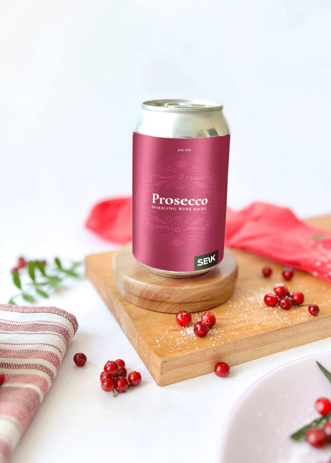 Ponožky Prosecco – Brusinkové - Ponožky v plechovce (vel. 35-40)
