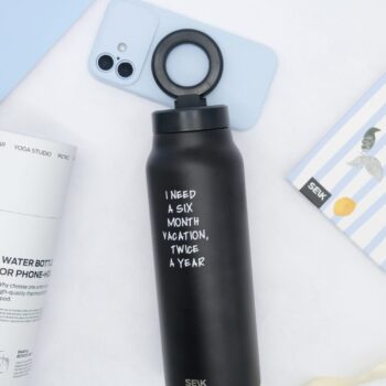 Termoska na vodu 2 v 1 s magnetickým držákem na telefon – Dovolená (700 ml)